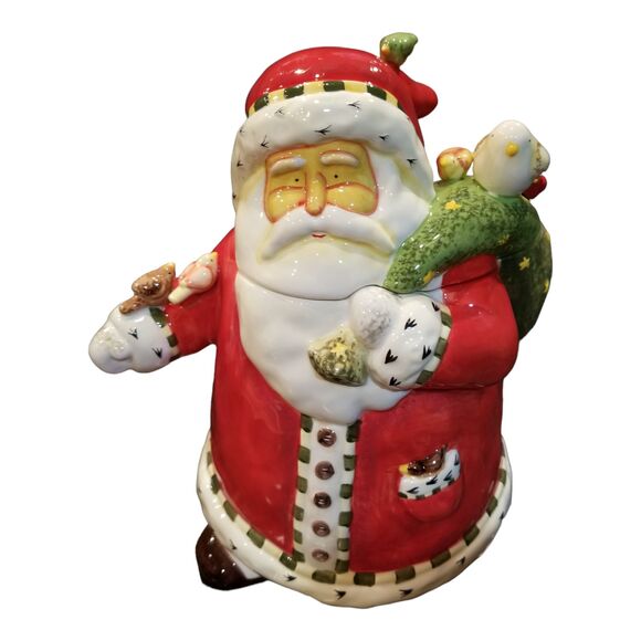 Vintage Gibson 2003 Christmas Santa & Friends Cookie Jar Holiday Decor Red Birds - Picture 3 of 10